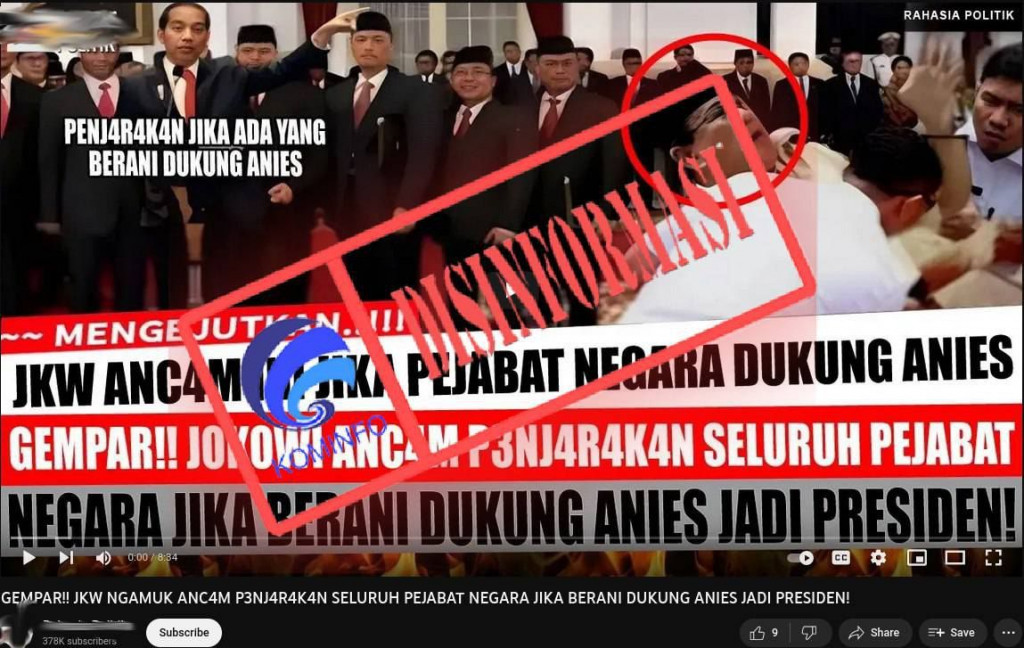 [DISINFORMASI] Presiden Jokowi Memberikan Ancaman Hukuman Penjara kepada Pejabat yang Mendukung Anies Baswedan
