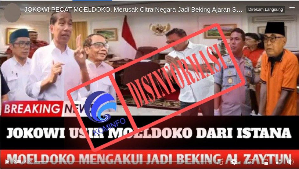[DISINFORMASI] Presiden Jokowi Memecat Moeldoko karena Mengaku Menjadi “Beking” Ponpes Al-Zaytun