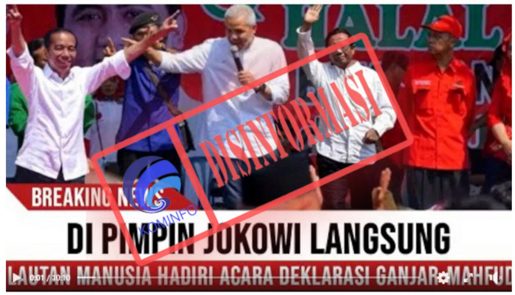 [DISINFORMASI] Presiden Jokowi Pimpin Deklarasi Pasangan Ganjar Pranowo dan Mahfud MD pada Pilpres 2024