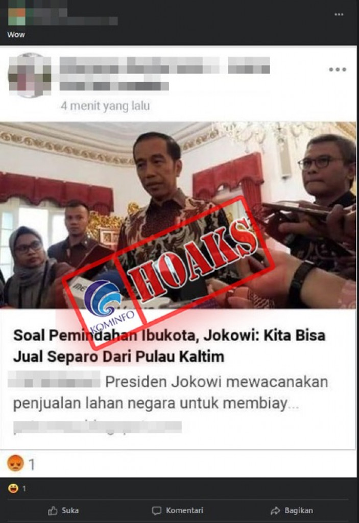 [HOAKS] Presiden Jokowi Akan Jual Sebagian Pulau Kalimantan
