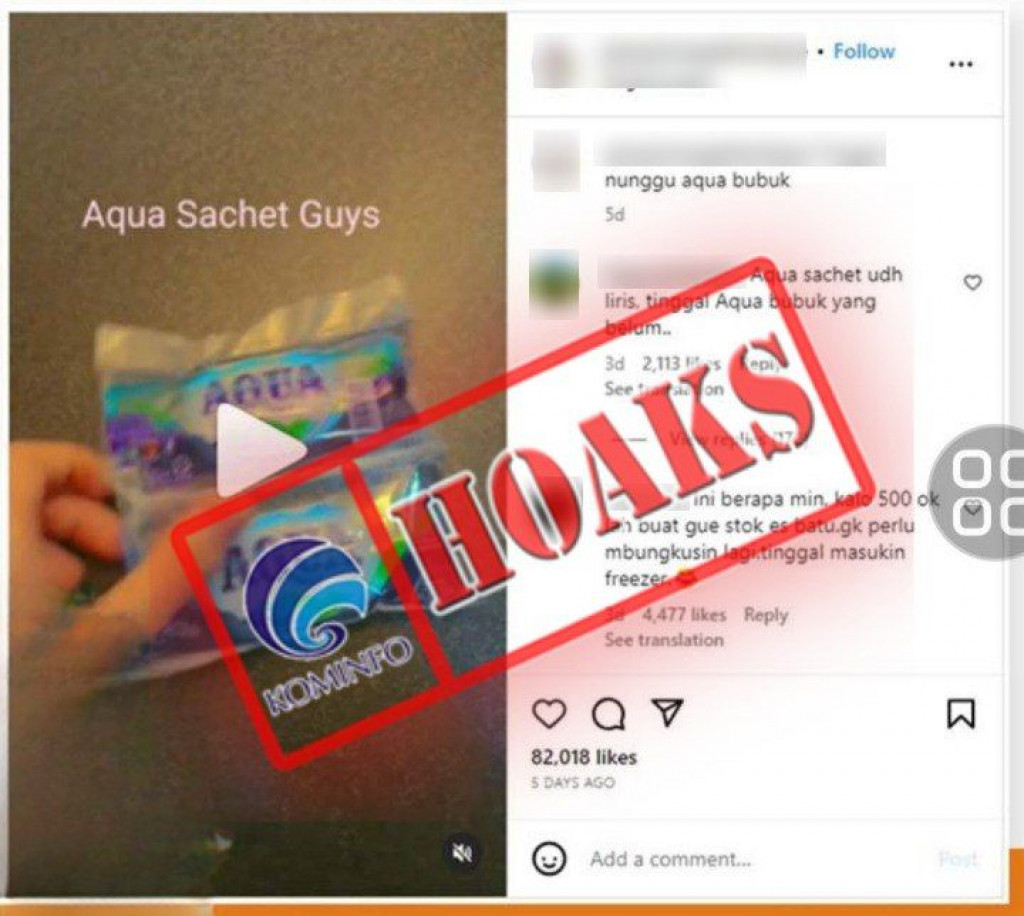 [HOAKS] Produk AQUA Bentuk Sachet