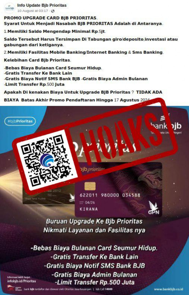 [HOAKS] Promo Upgrade Kartu BJB Prioritas sampai 17 Agustus 2024