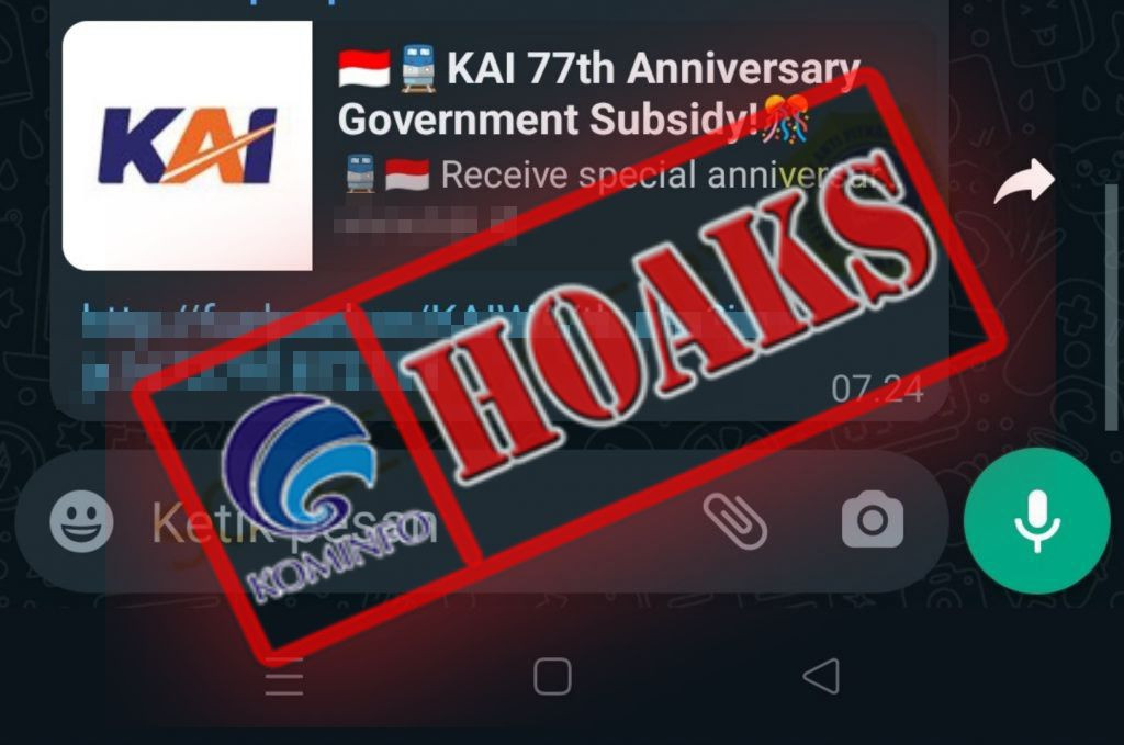 [HOAKS] PT KAI Bagikan Hadiah Rp2 Juta untuk Peringati Ulang Tahun ke-77