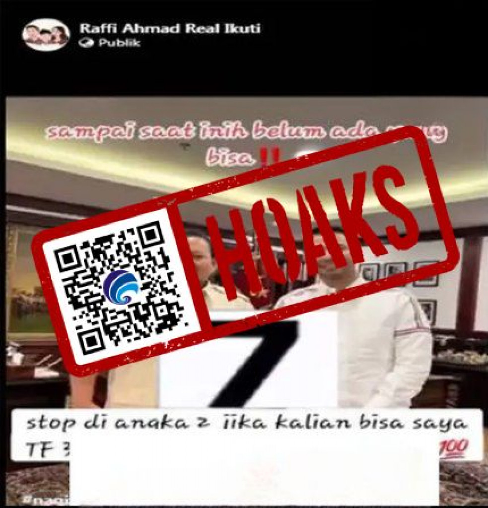 [HOAKS] Raffi Ahmad Bagikan Uang Rp35 Juta dengan Bermain Angka di Facebook