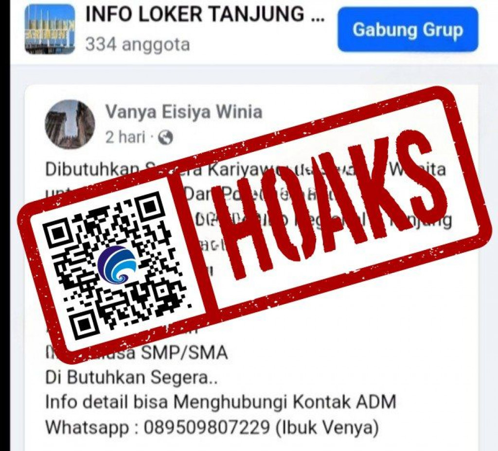 [HOAKS] Rekrutmen Karyawan PT Pelindo Regional I Tanjung Balai Karimun