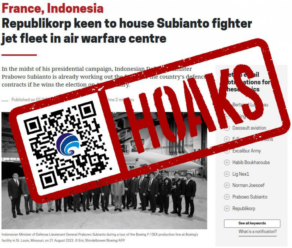 [HOAKS] Republikorp Menempatkan Pesawat Jet Tempur Indonesia untuk Doktrinasi Air Warfare Centre (AWC) Dunia