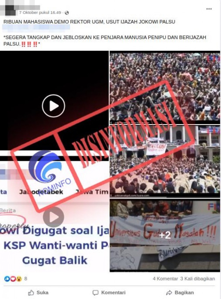 [DISINFORMASI] Ribuan Mahasiswa Demo Soal Dugaan Ijazah Palsu Jokowi