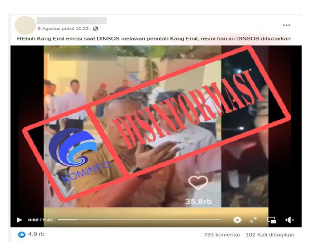 [DISINFORMASI] Ridwan Kamil Bubarkan Dinas Sosial karena Mengambil Paksa Anak-anak Asuh YouTuber Pratiwi Noviyanthi