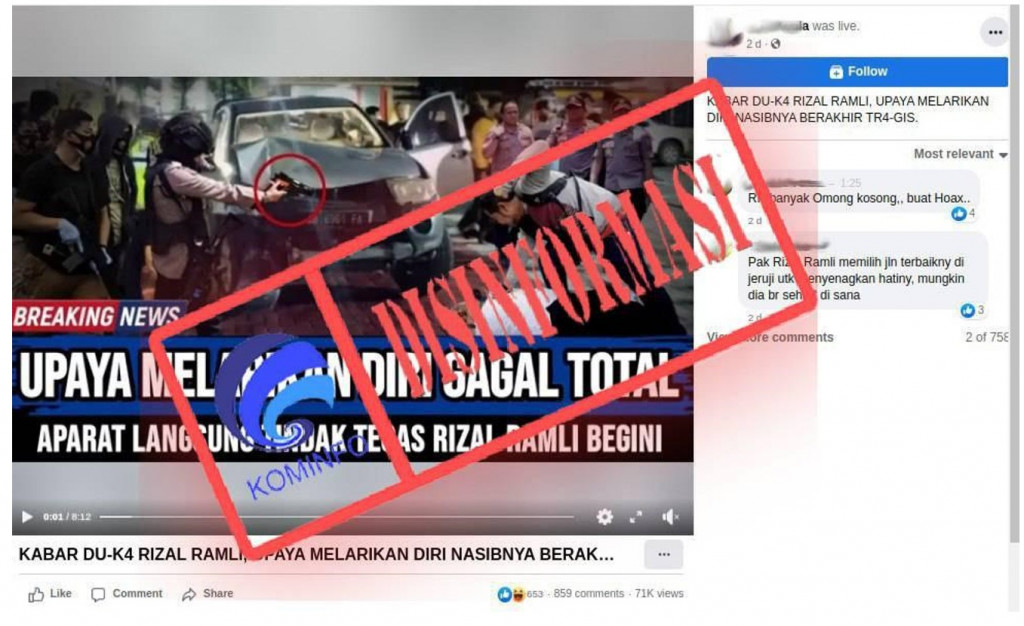 [DISINFORMASI] Rizal Ramli Dilumpuhkan oleh Aparat Kepolisian karena Melarikan Diri