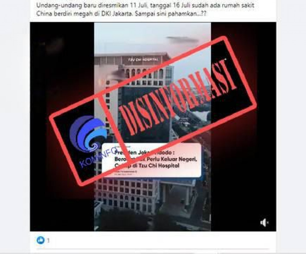 [DISINFORMASI] Rumah Sakit Milik Cina Berdiri setelah UU Kesehatan Disahkan