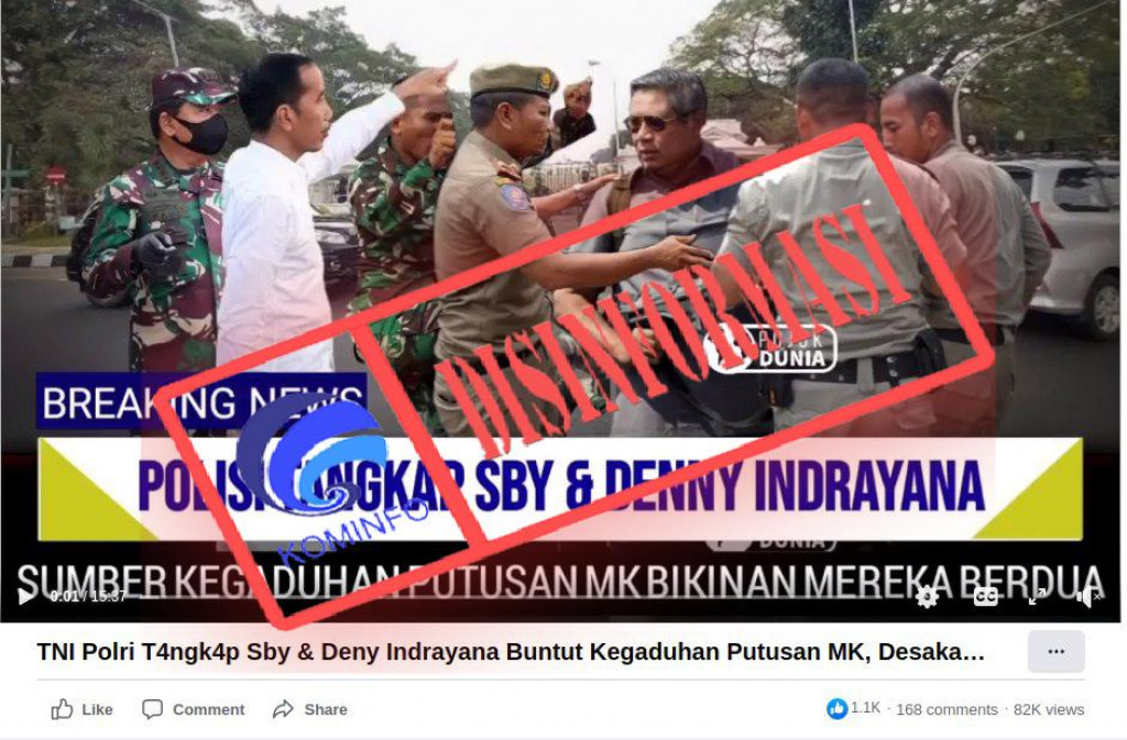 [DISINFORMASI] SBY dan Denny Indrayana Ditangkap Polisi Karena Membocorkan Putusan MK