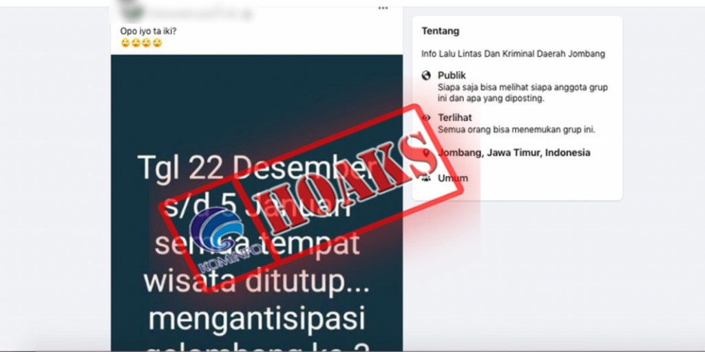 [HOAKS] Semua Tempat Wisata Tutup pada 22 Desember 2021 - 5 Januari 2022