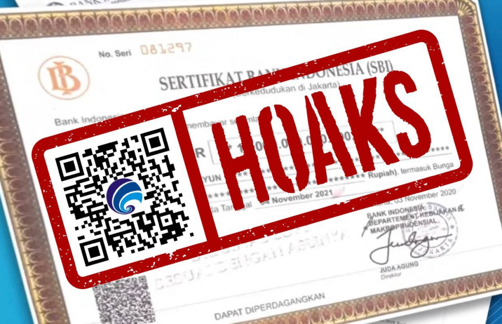 [HOAKS] Sertifikat Palsu Mengatasnamakan Bank Indonesia