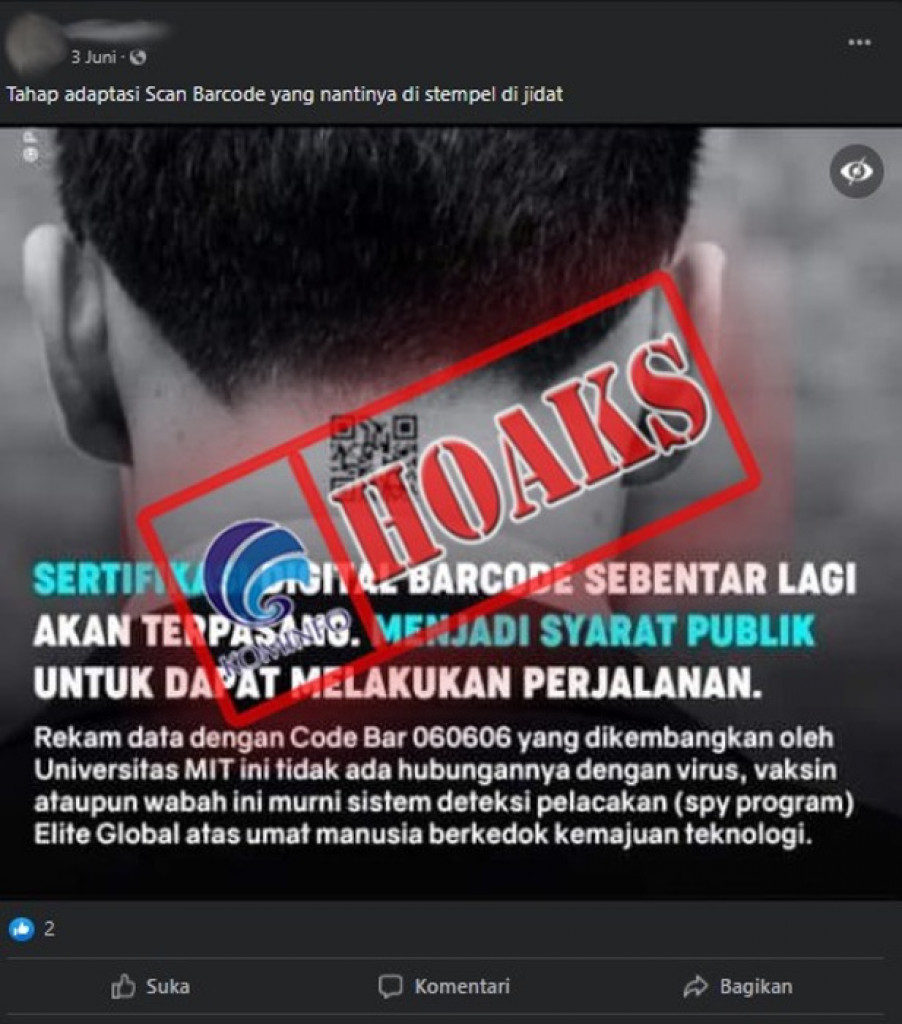[HOAKS] Sertifikat Vaksin Covid-19 Ditanam di Kulit