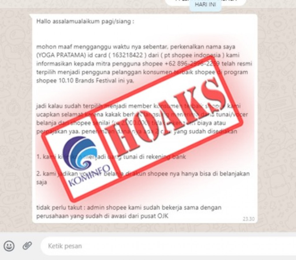 [HOAKS] Shopee Indonesia Memberikan Rp2 Juta Kepada Pelanggan Terbaik