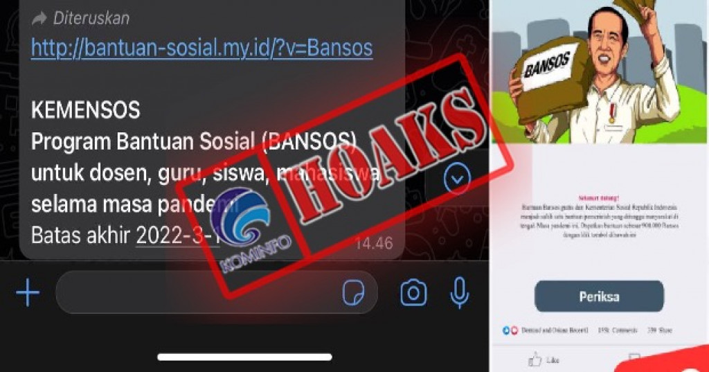 [HOAKS] Situs Pendaftaran Bantuan Sosial Mengatasnamakan Kementerian Sosial