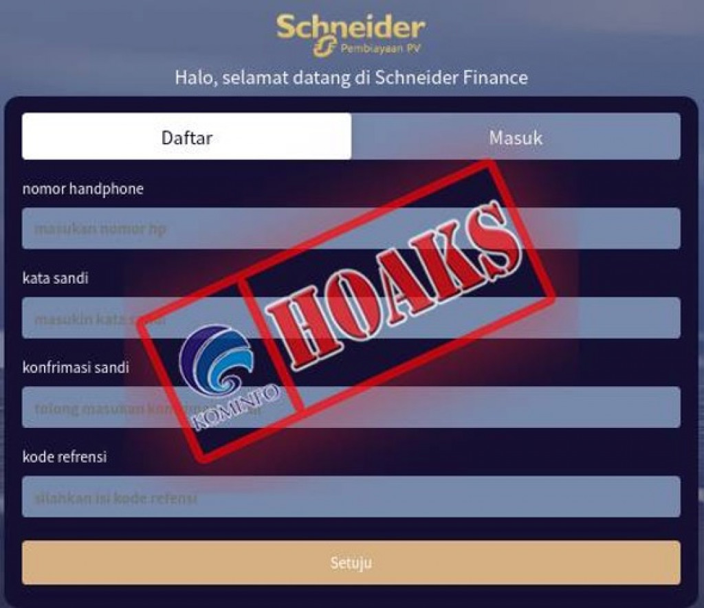 [HOAKS] Situs Schneider Electric Menawarkan Pembiayaan