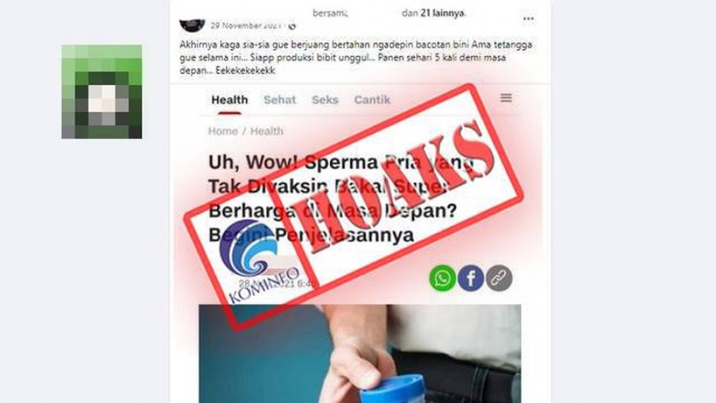 [HOAKS] Sperma Pria yang Tak Divaksin Berharga di Masa Depan