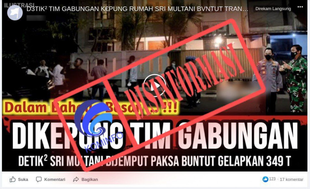 [DISINFORMASI] Sri Mulyani Dijemput Paksa karena Penggelapan Uang Rp349 Triliun