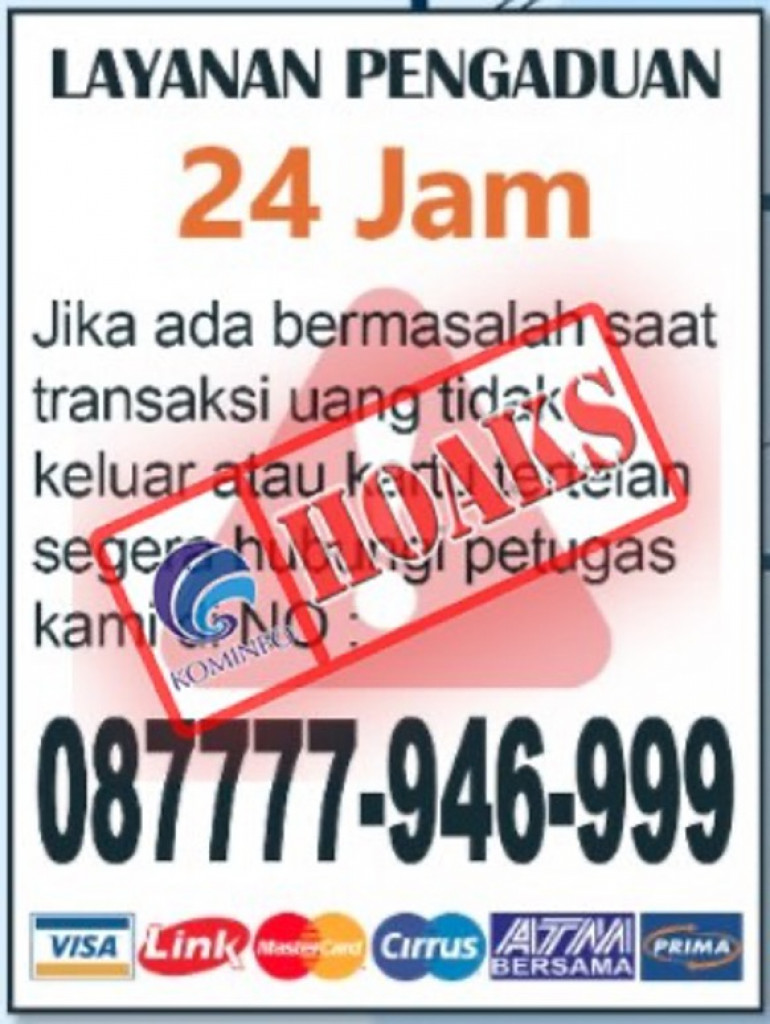 [HOAKS] Stiker Nomor Kontak BRI di Mesin ATM BRI