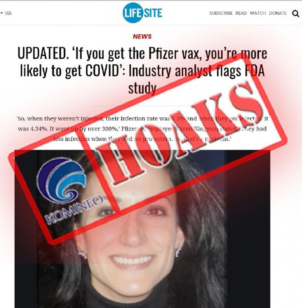 [HOAKS] Studi FDA: Vaksin Pfizer Membuat Orang Lebih Rentan Tertular Covid-19