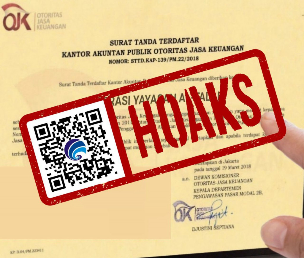 [HOAKS] Surat Tanda Terdaftar Kantor Akuntan Publik yang Mengatasnamakan Otoritas Jasa Keuangan