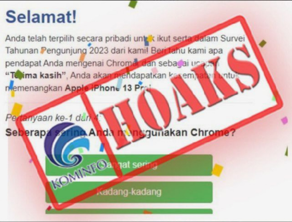 [HOAKS] Survei Pengguna Google Chrome Berhadiah Apple iPhone 13 Pro