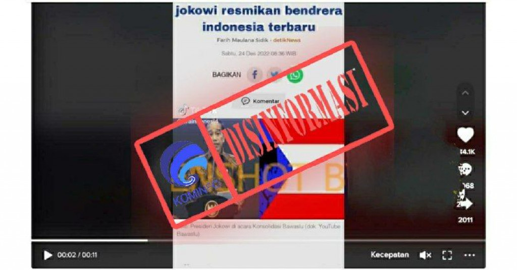 [DISINFORMASI] Tangkapan Layar Artikel Detiknews “jokowi resmikan bendrera indonesia terbaru”