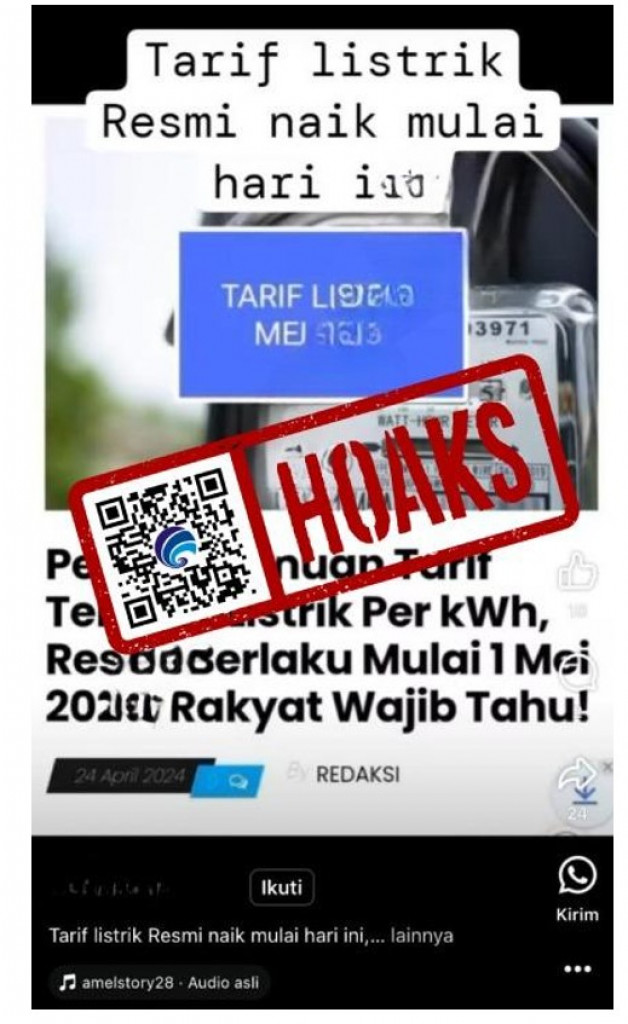 [HOAKS] Tarif Listrik Resmi Mengalami Kenaikan Mulai Bulan Mei 2024