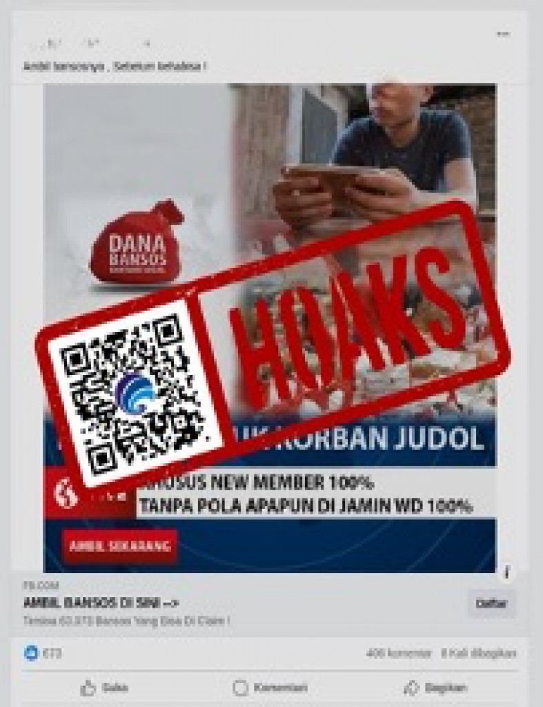 [HOAKS] Tautan Pendaftaran Penerima Bansos Korban Judi Online