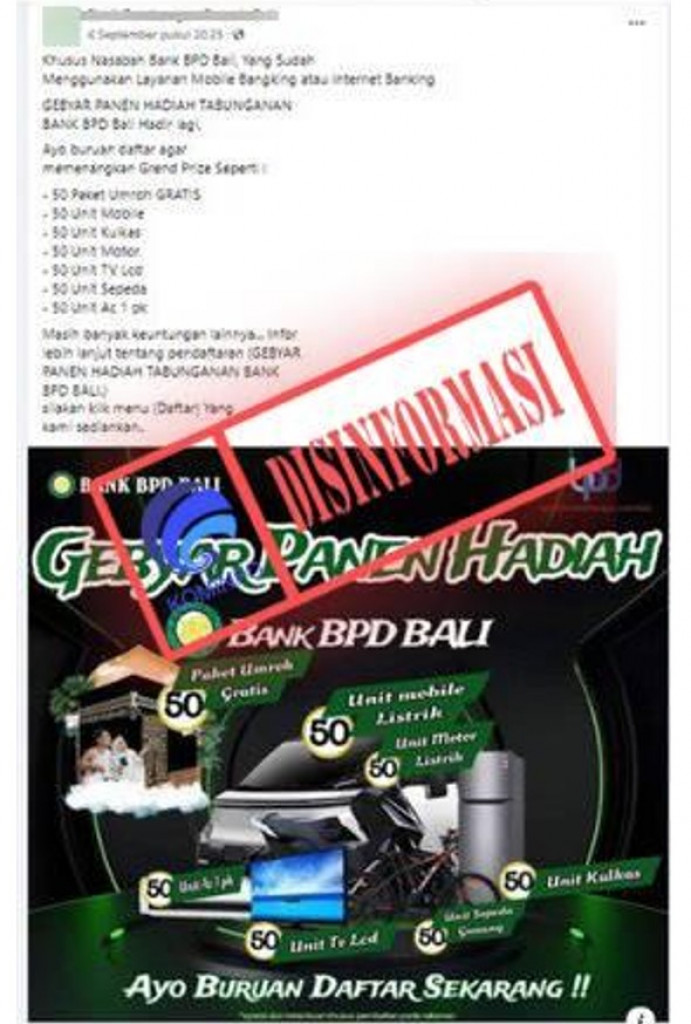 [DISINFORMASI] Tautan Hadiah Khusus Nasabah BPD Bali