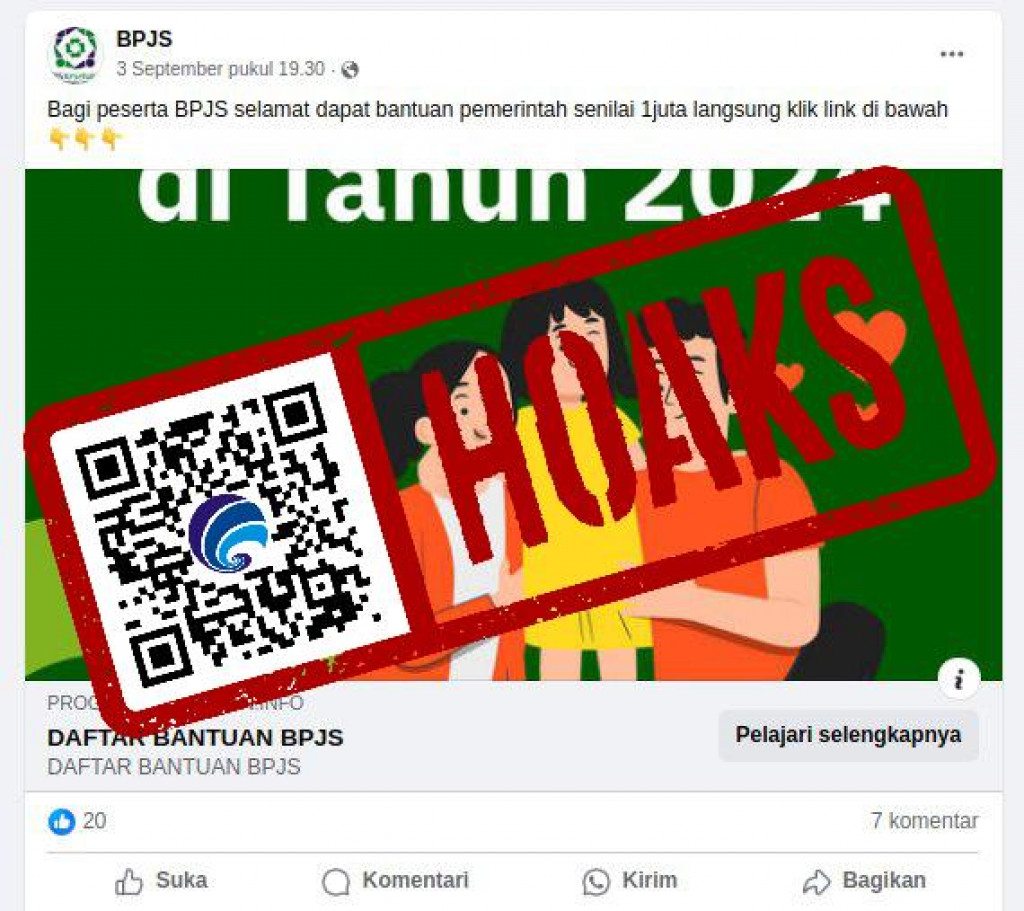 [HOAKS] Tautan Mengatasnamakan Bantuan Dana BPJS Kesehatan