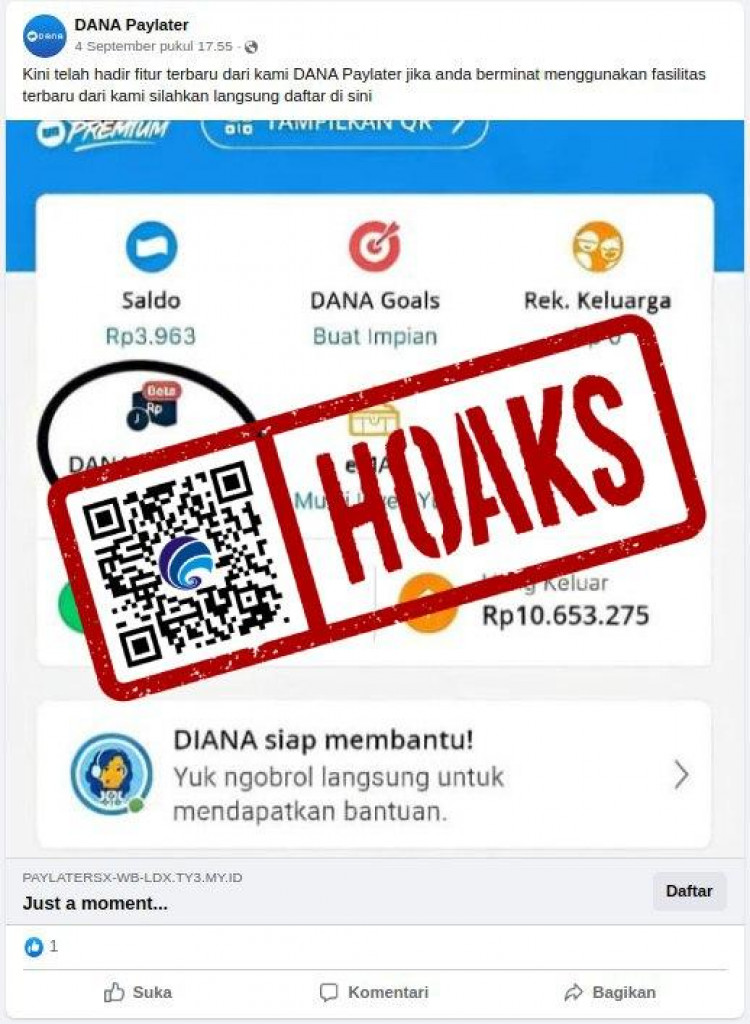 [HOAKS] Tautan untuk Aktivasi Paylater Dana