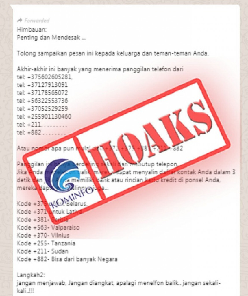 [HOAKS] Sejumlah Nomor Telepon Luar Negeri Ini Bisa Salin Daftar Kontak