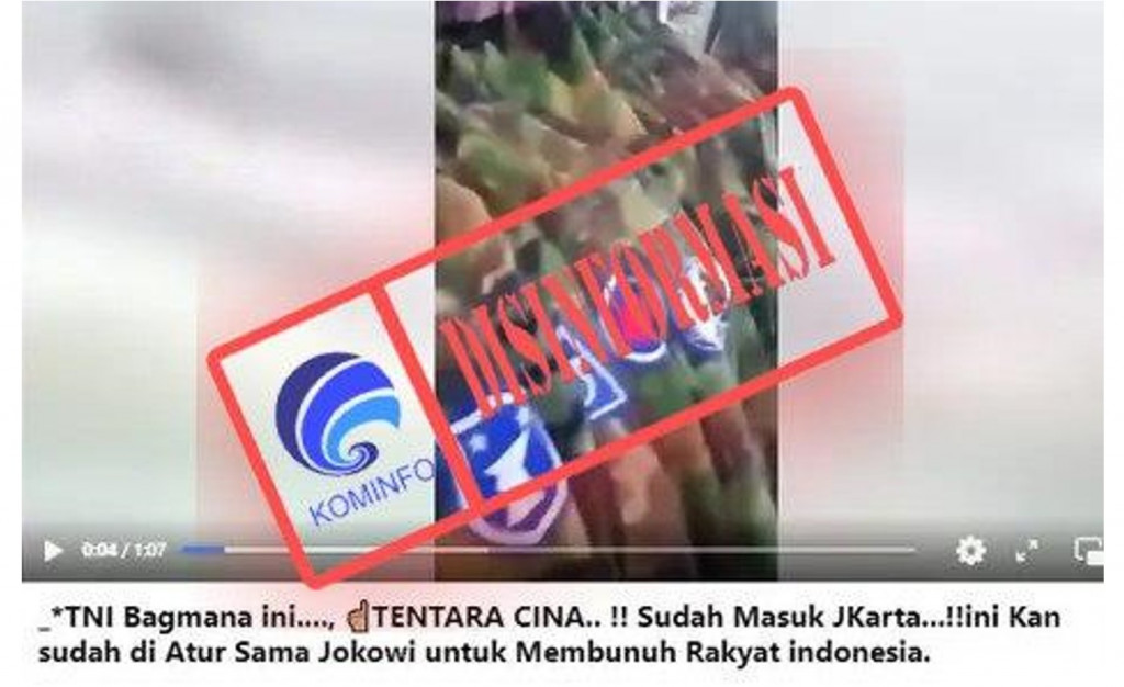 [DISINFORMASI] Video Tentara Cina Masuk Jakarta untuk Bunuh Rakyat Indonesia