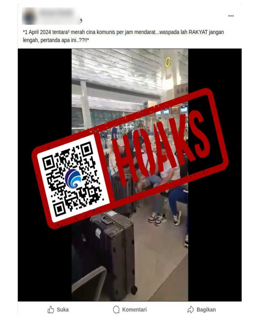 [HOAKS] Video Tentara Merah Cina Berdatangan Setiap Jam ke Indonesia Mulai 1 April 2024