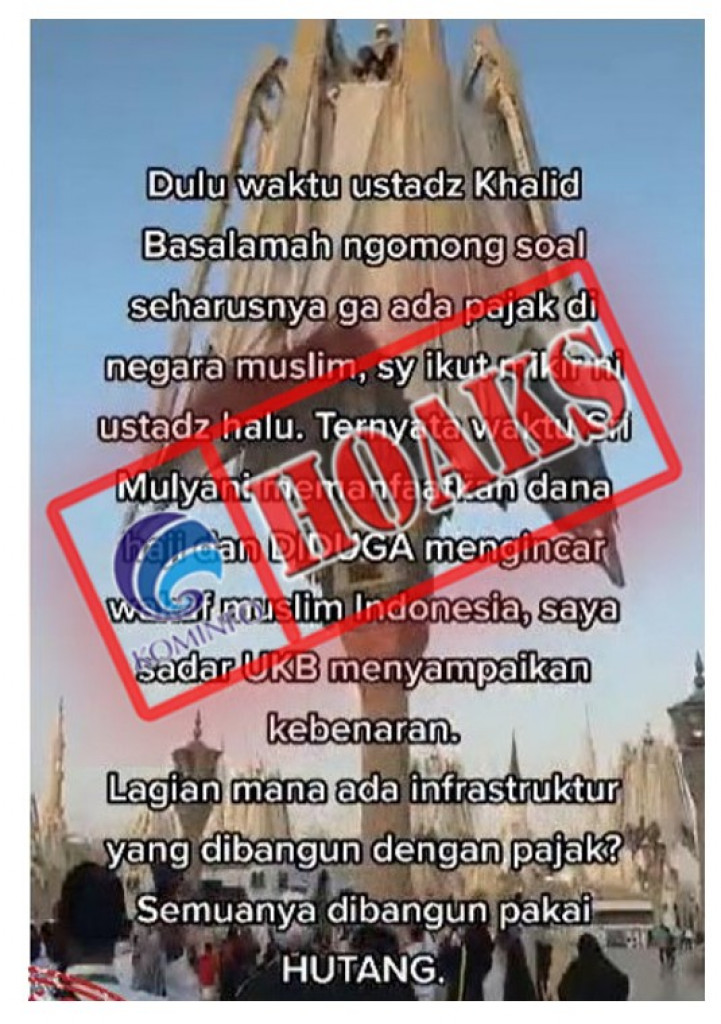 [HOAKS] Menteri Keuangan Sri Mulyani Manfaatkan Dana Haji dan Incar Dana Wakaf untuk Pembangunan Infrastruktur