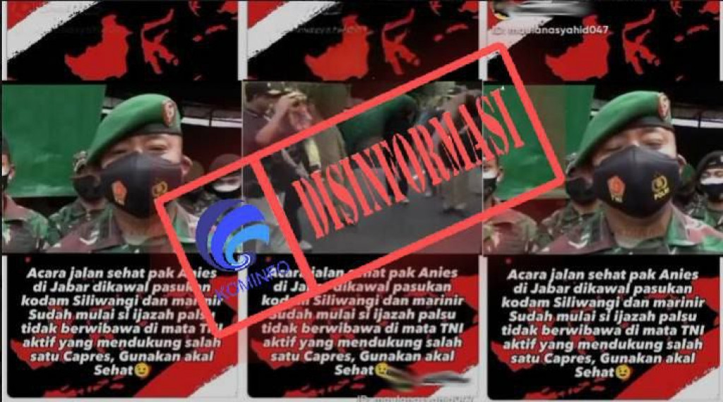 [DISINFORMASI] TNI Kawal Aksi Jalan Sehat Anies Baswedan dan Partai NasDem