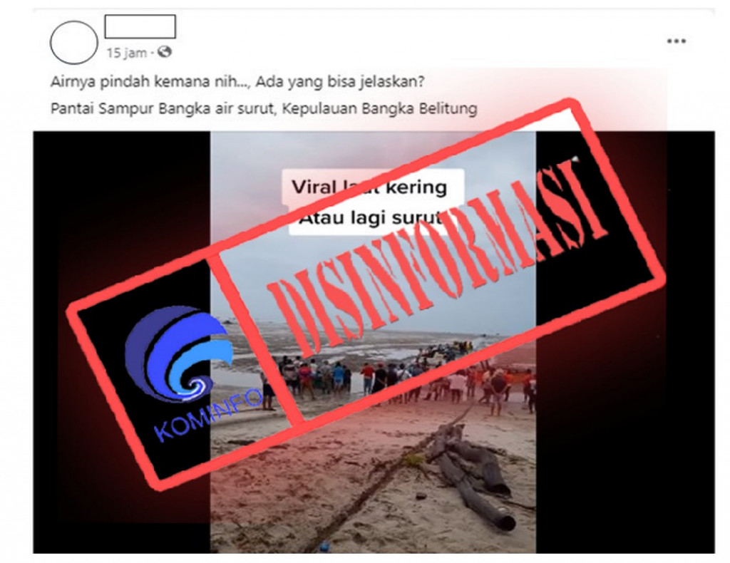 [DISINFORMASI] Isu Tsunami akibat Air Laut Surut Jauh di Bangka Tengah