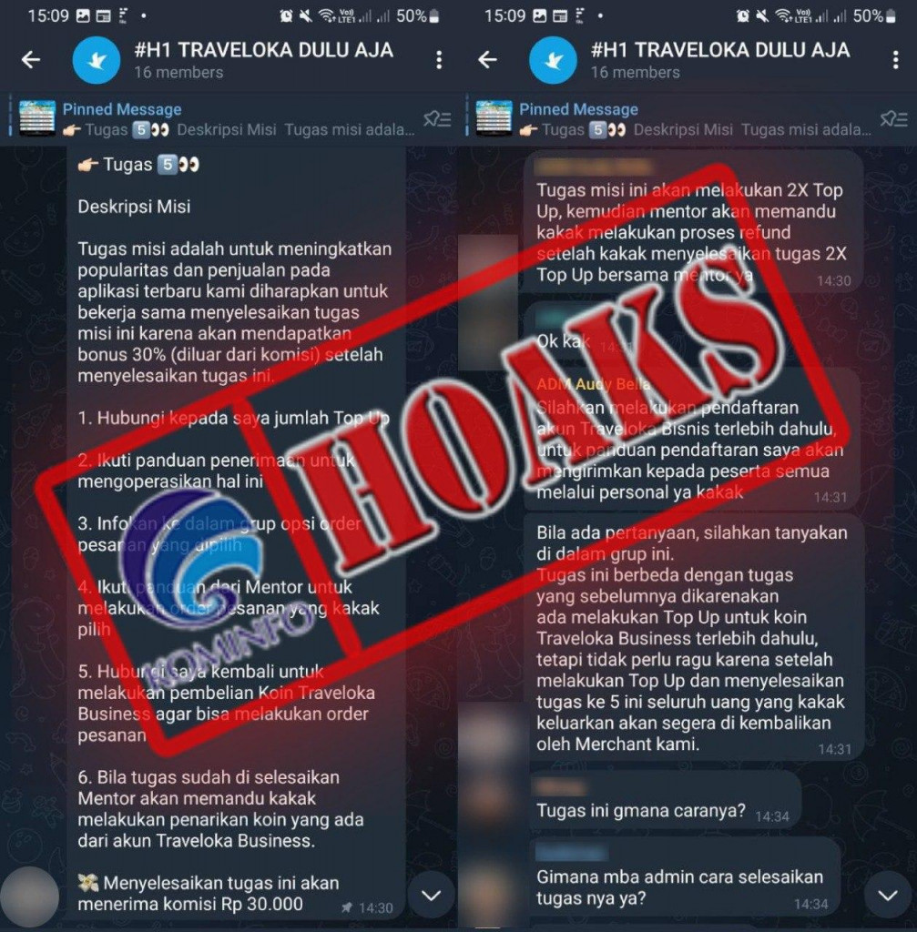 [HOAKS] Tugas Kerja Online Sampingan Mengatasnamakan Traveloka
