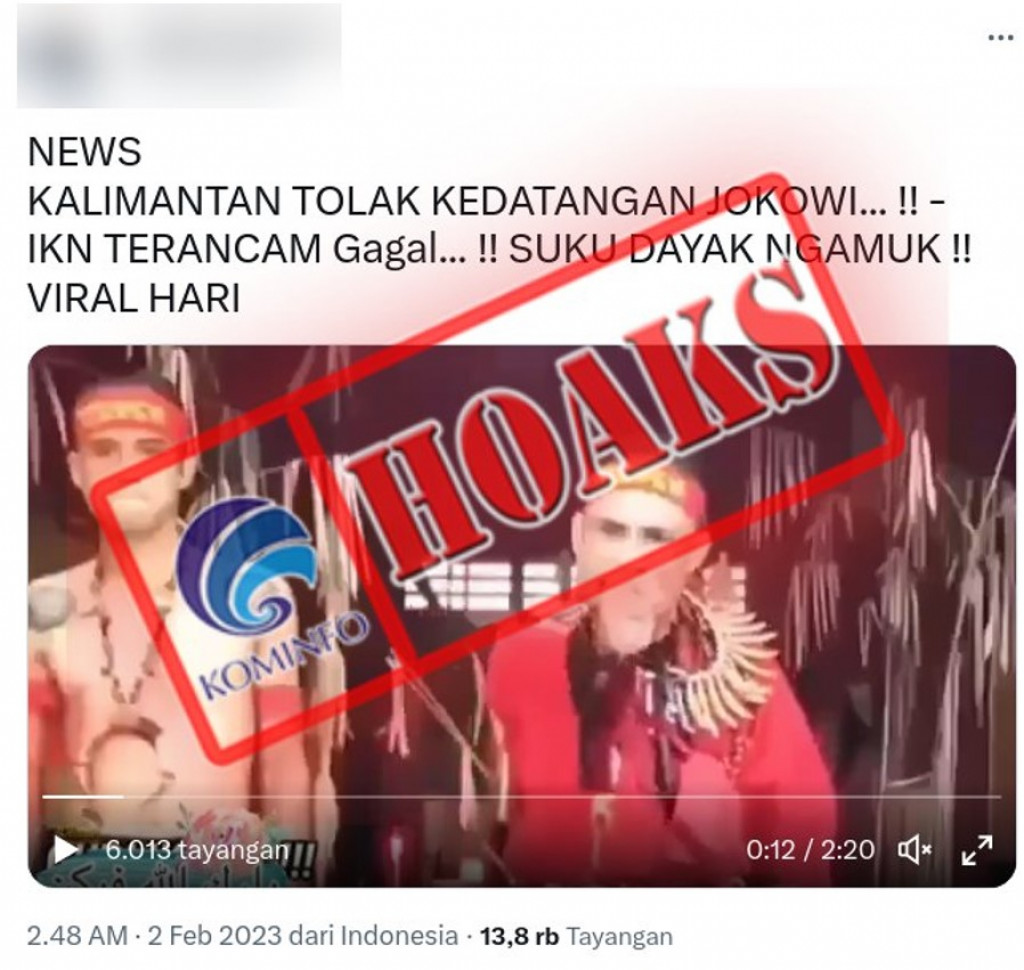 HOAKS] Masyarakat Suku Dayak Menolak Kedatangan Presiden Joko Widodo