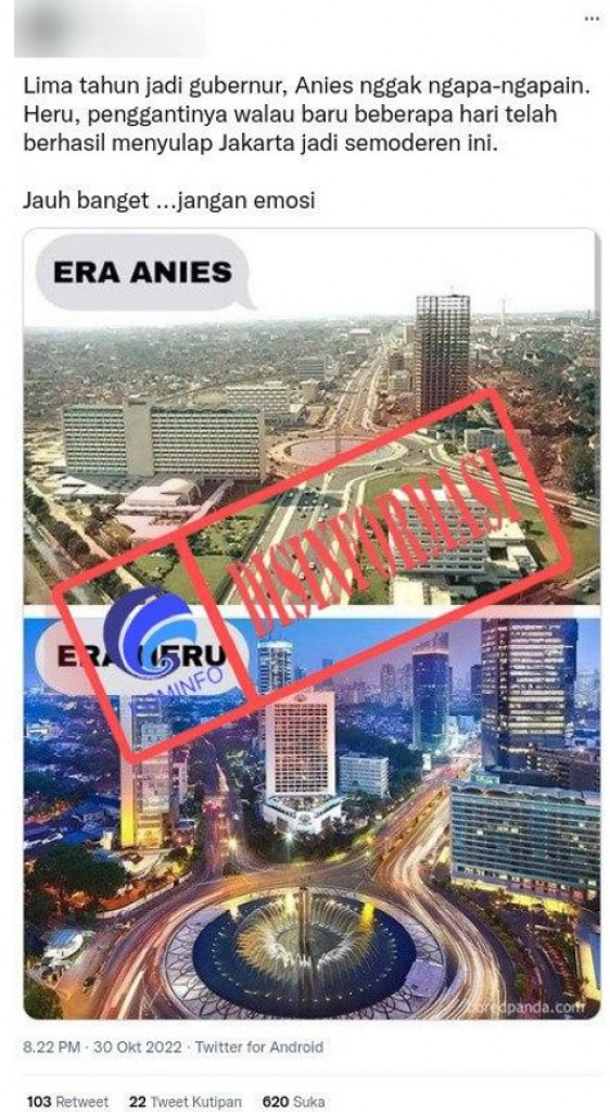[DISINFORMASI] Foto Perbedaan Bundaran HI pada Era Anies dan Heru