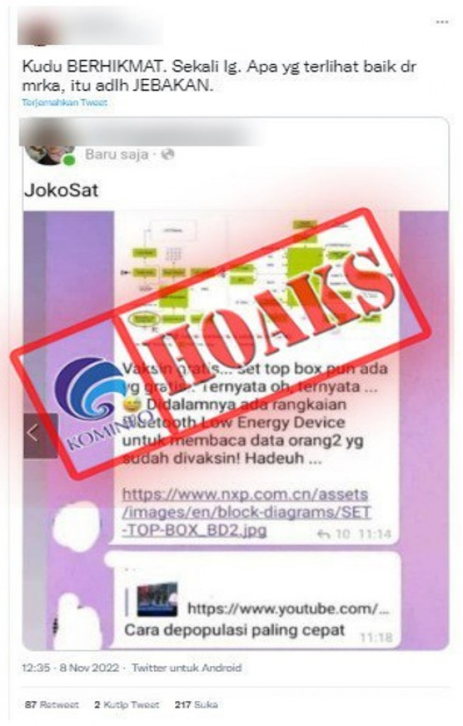 [HOAKS] Set Top Box Dibuat untuk Membaca Data Orang yang Sudah Divaksin
