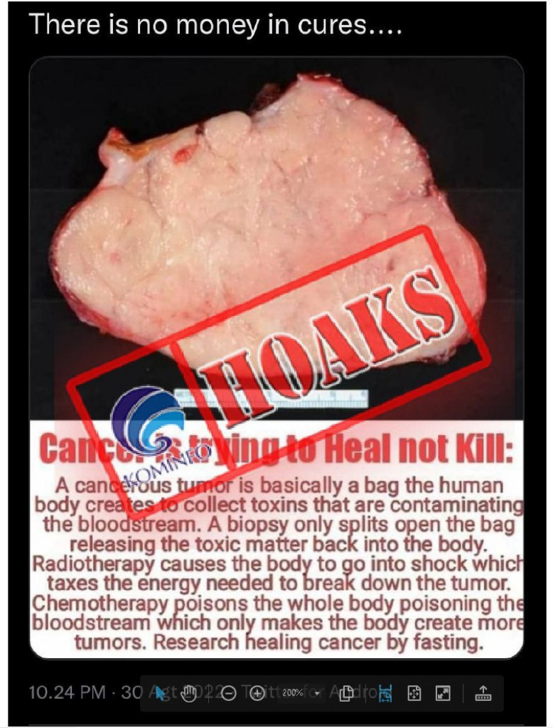[HOAKS] Tumor Berfungsi sebagai Upaya Penyembuhan Tubuh