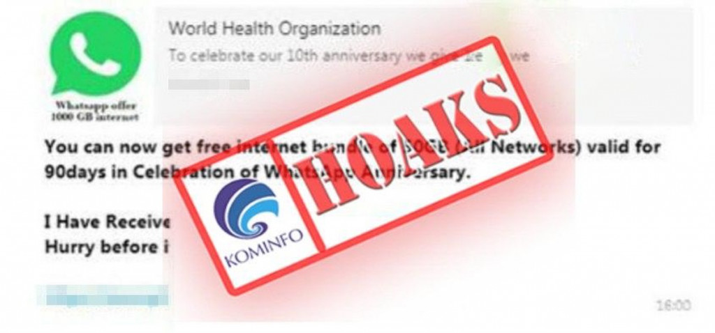 [HOAKS] WHO Bagikan Kuota Internet Dalam Rangka Ulang Tahun ke-10