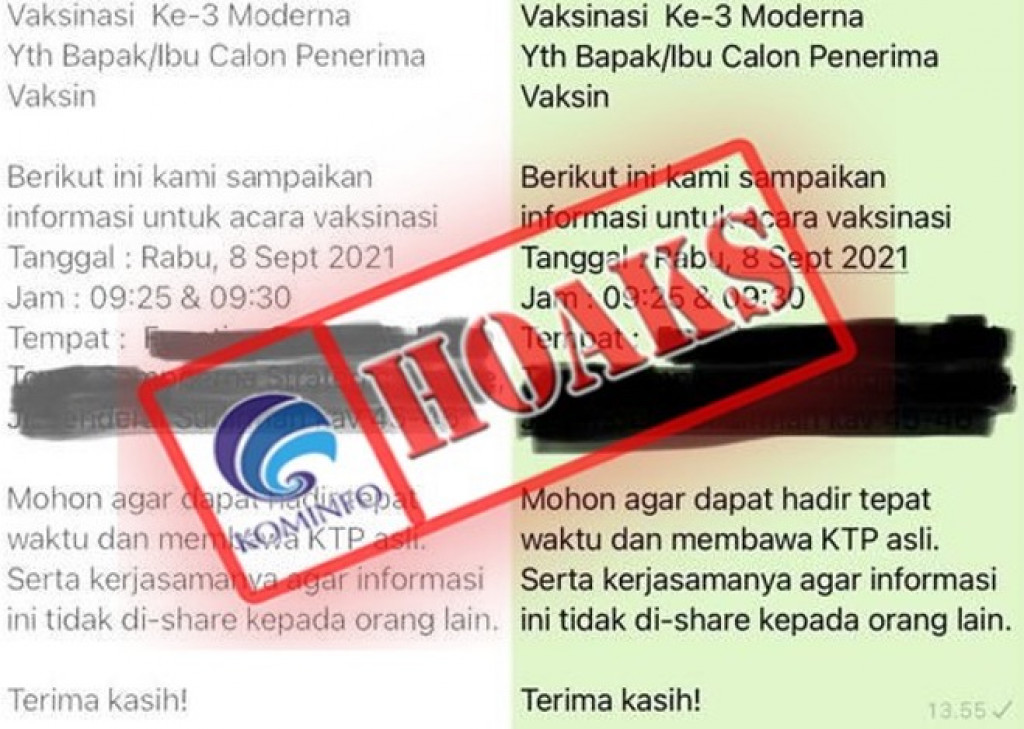 [HOAKS] Undangan Vaksinasi Covid-19 Booster Moderna