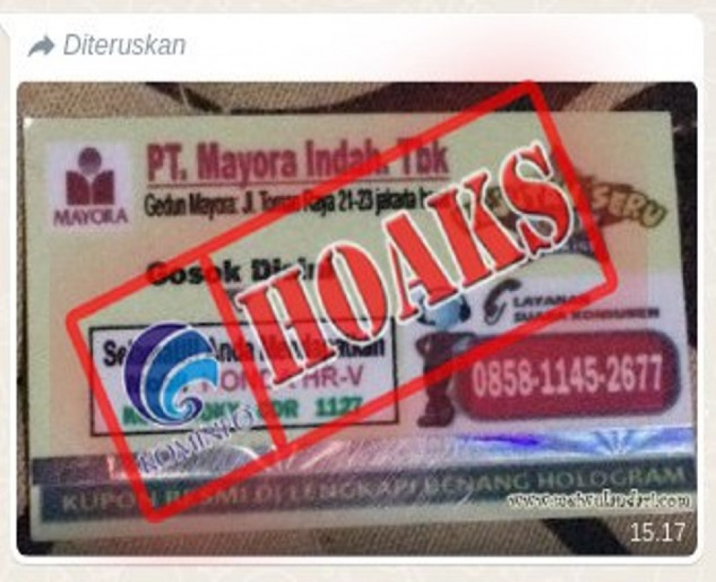 [HOAKS] Kupon Undian Berhadiah Mobil dari PT Mayora Indah