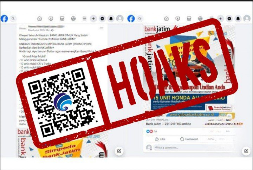 [HOAKS] Undian Berhadiah Mengatasnamakan Bank Jatim