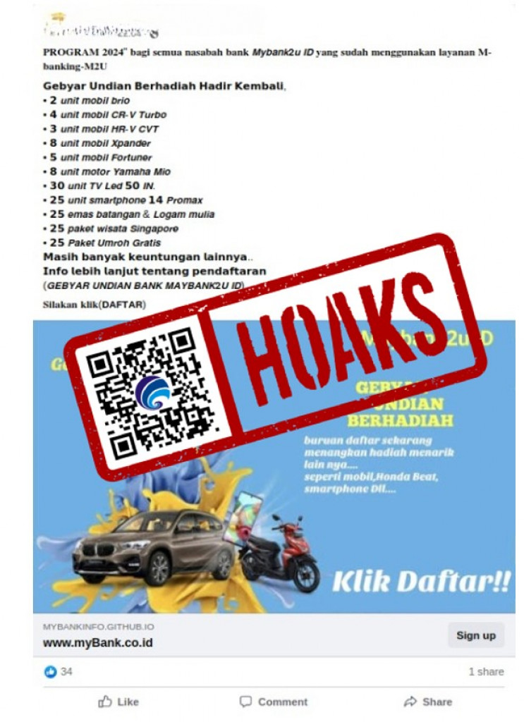 [HOAKS] Undian Berhadiah untuk Nasabah Maybank