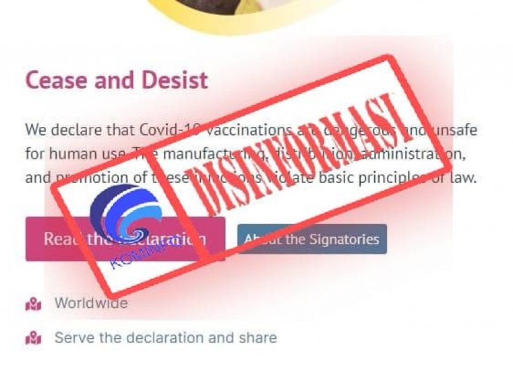 [DISINFORMASI] Vaksin Covid-19 Berbahaya dan Tidak Aman Digunakan Manusia